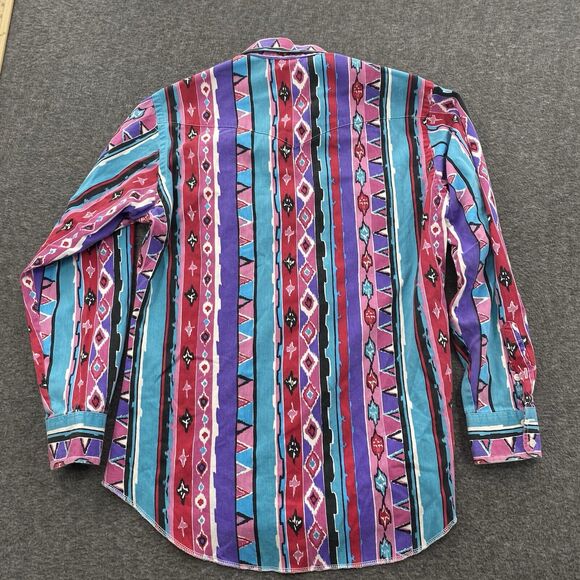 Wrangler X-Long Tails Button Shirt 15.5 34 Brush Popper Aztec Print - Picture 2 of 6